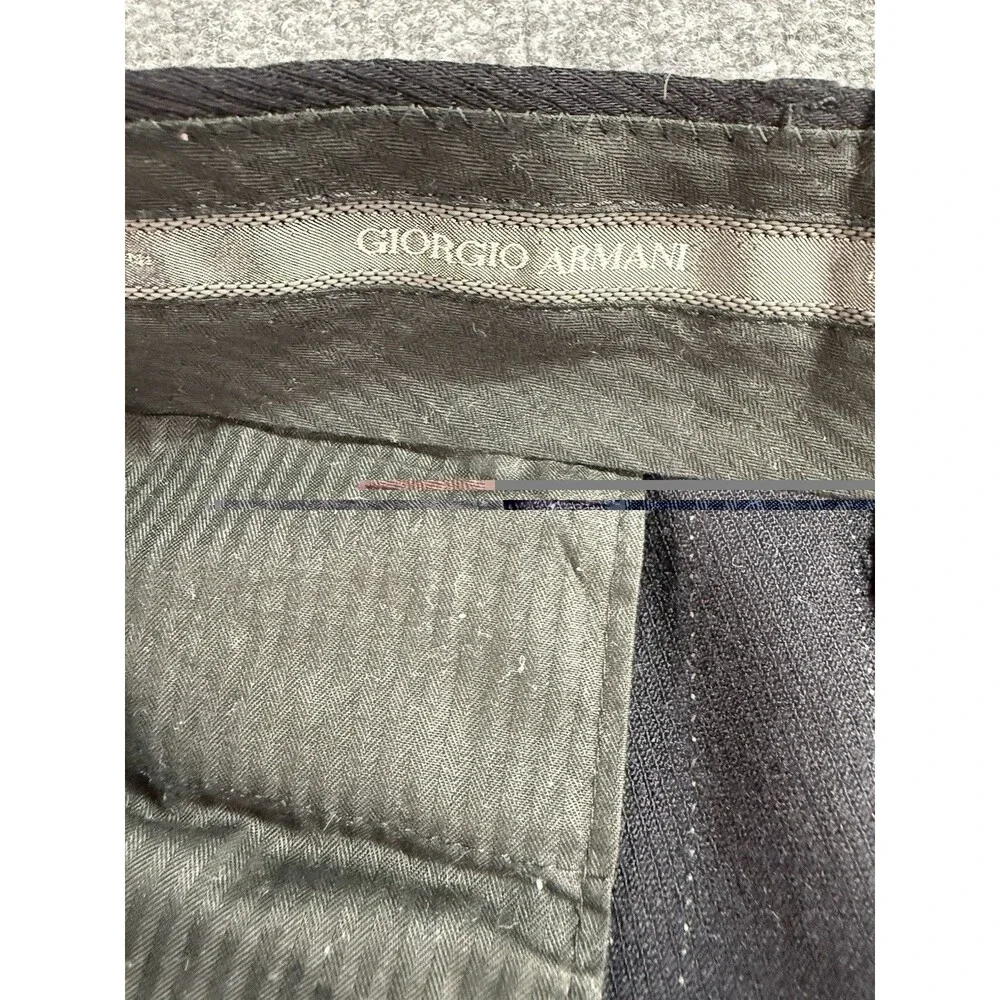 Armani Collezioni Men’s 36x32 Classic Fit Textured Pinstripe Pants – Black